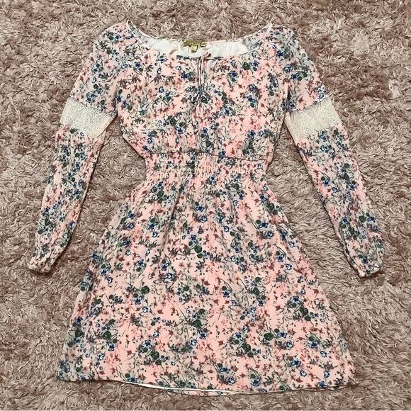 Princess by Vera Wang Pink Coquette Floral Long Sleeve Dress Size XS - Picture 2 of 12